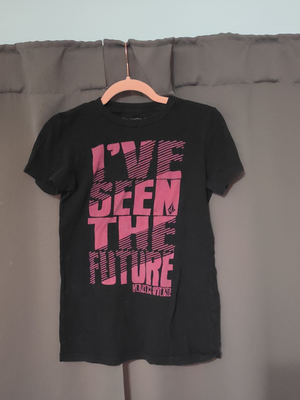 Volcom Black Kids' Tee with Pink 'I've Seen The Future' Graphic